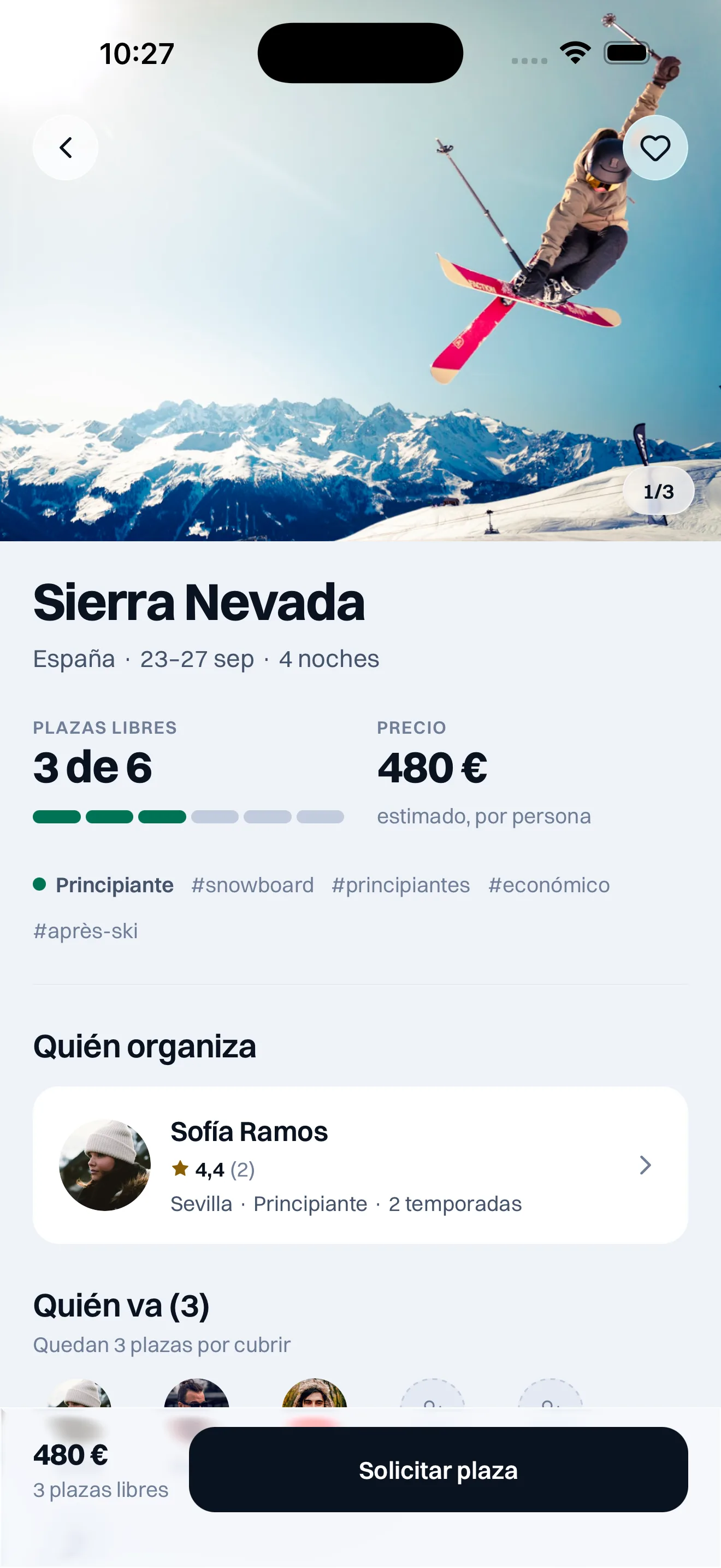 Captura de la app de SkiM8’s: Decide con todo delante